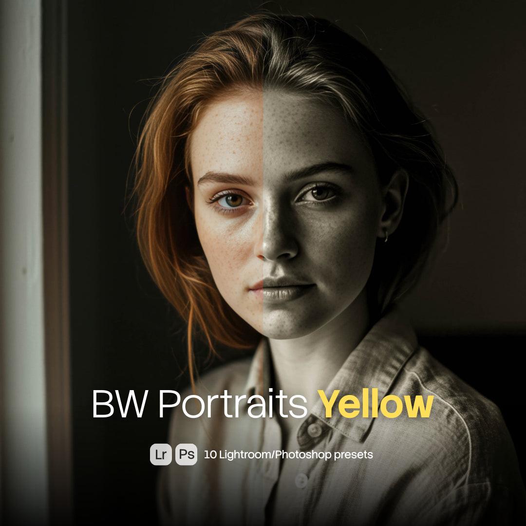 BW Portraits Yellow Lightroom presets cover preview