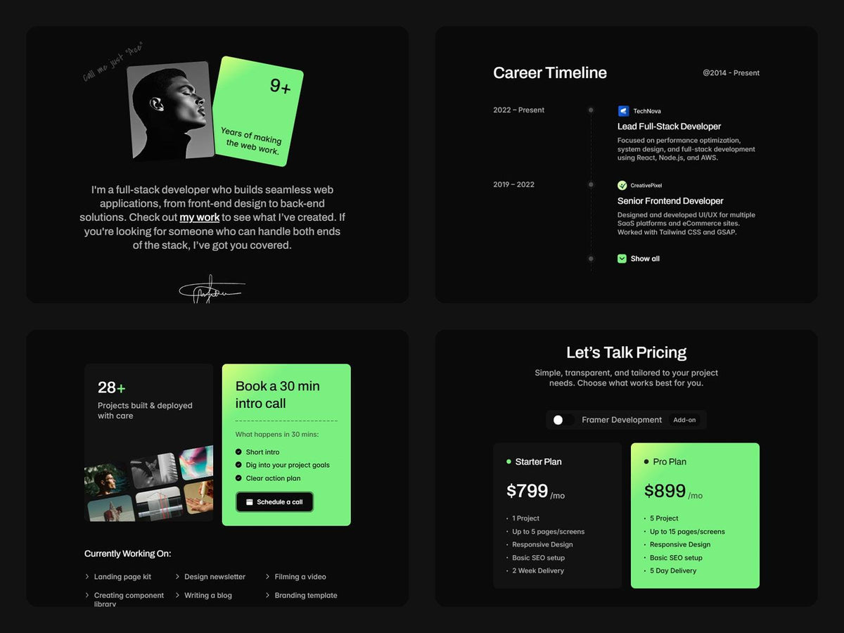 Aiden Framer template design preview