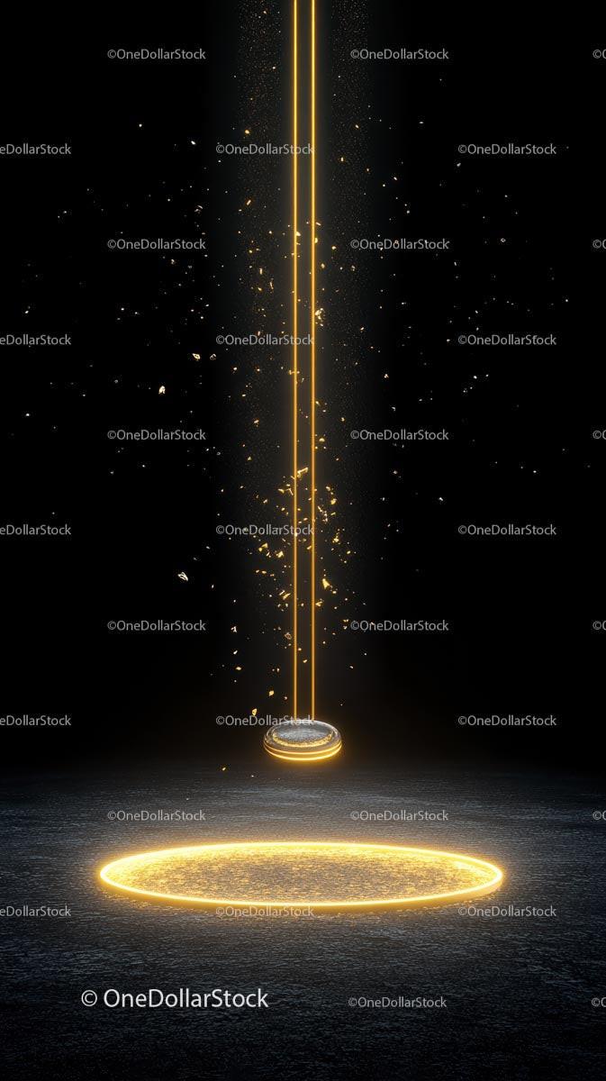 Futuristic Digital Energy Beam Projected from Circular Platform