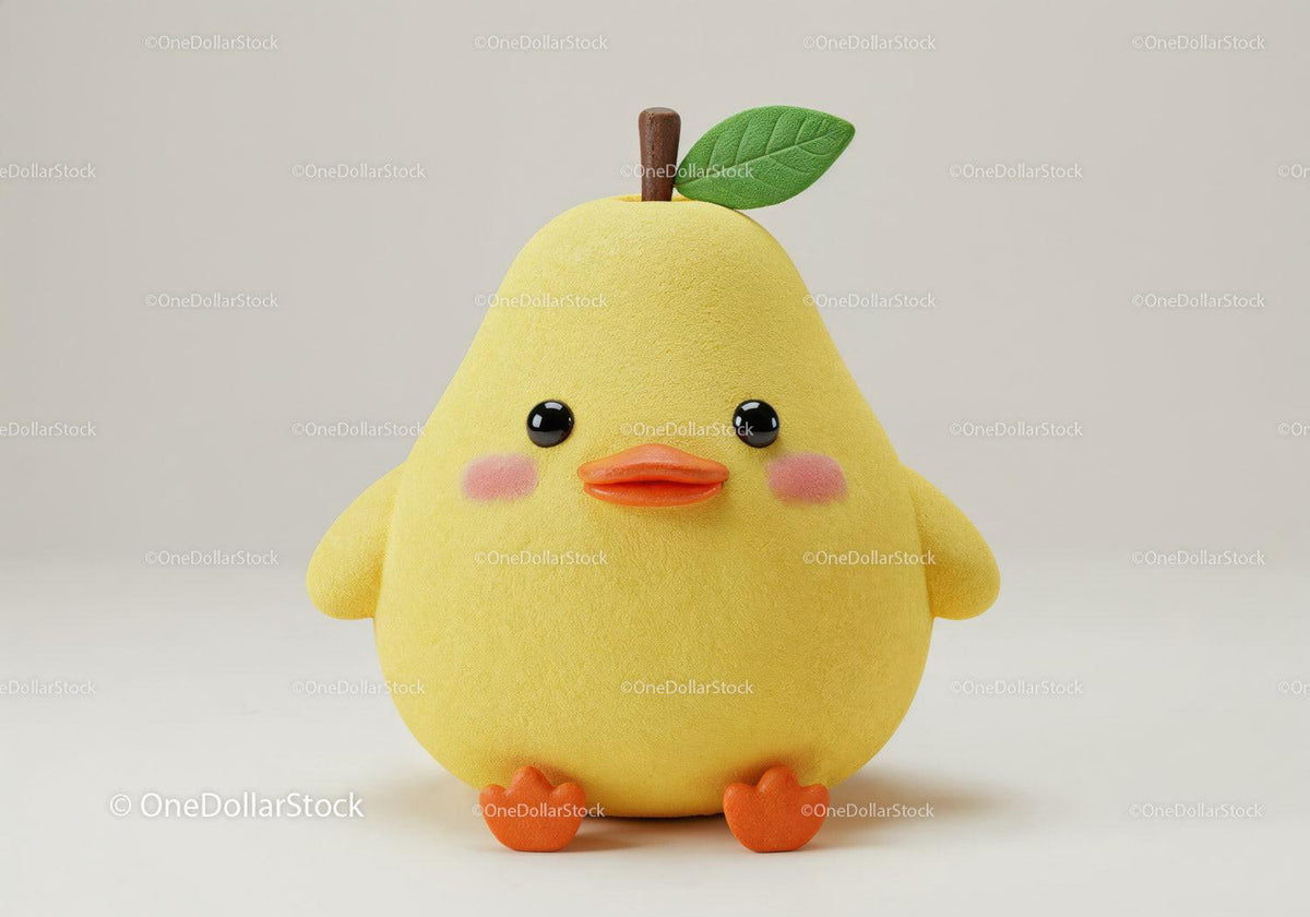Yellow Plush Duck Toy with Green Leaf and Orange Beak Stock Photo Bundle preview 9