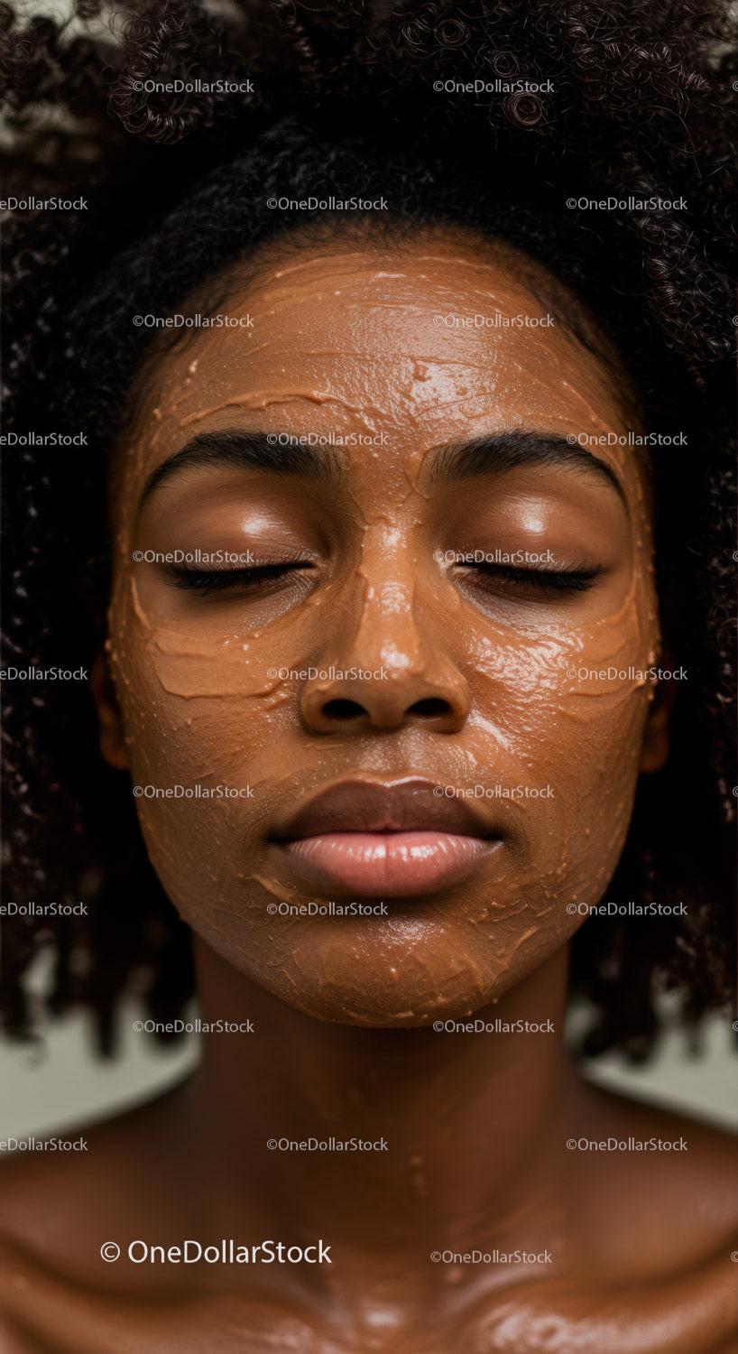 Woman with Facial Clay Mask for Skincare and Relaxation