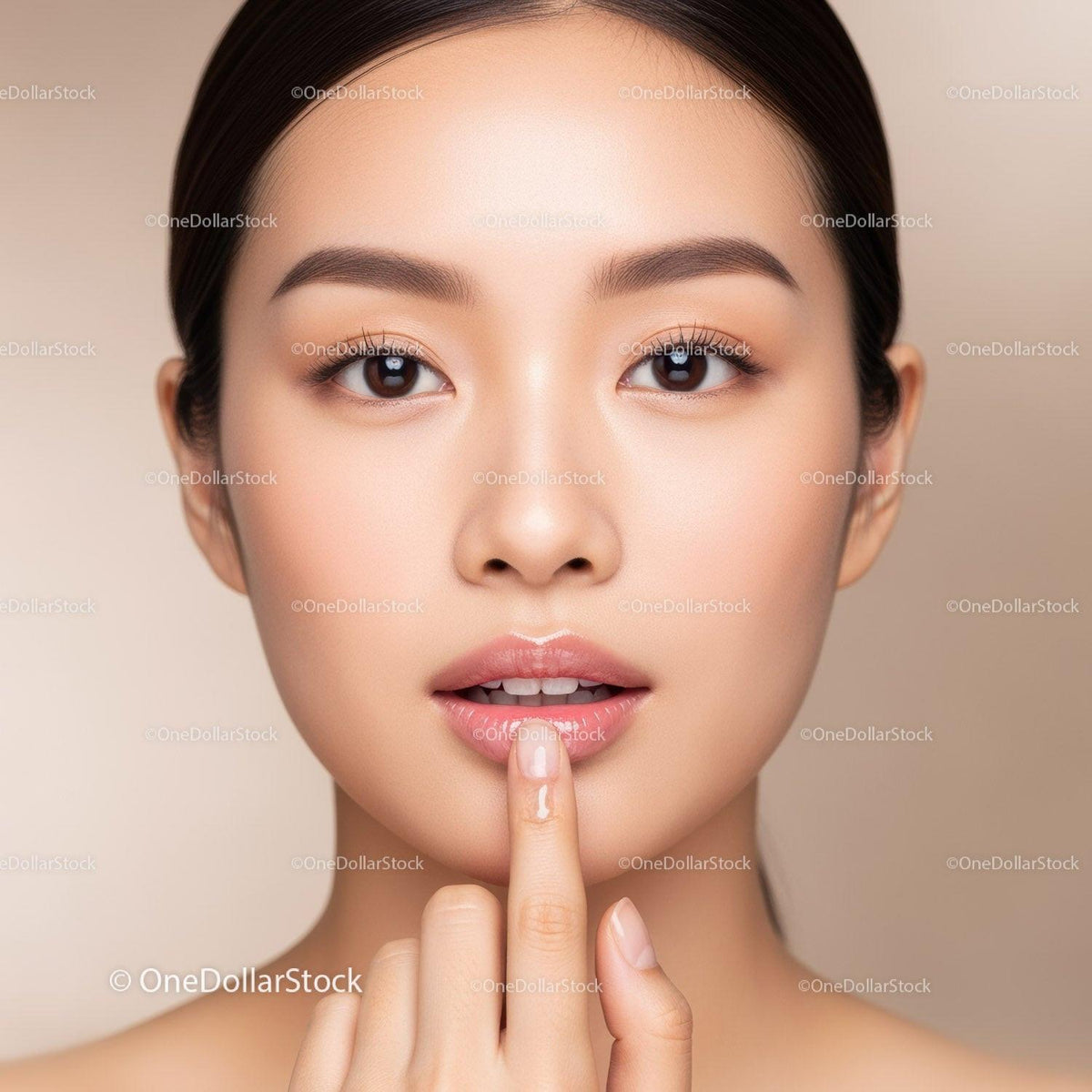 Elegant Woman with Flawless Skin and Natural Makeup