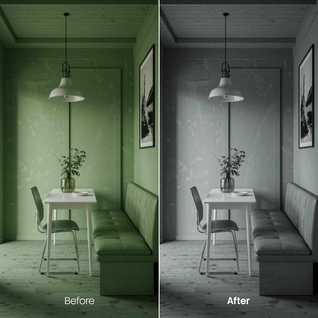 interior photography edit with Modern Interior Mono Lightroom presets