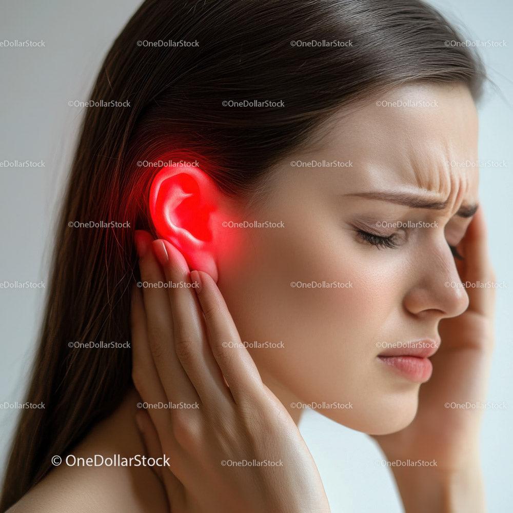 Woman Holding Ear in Pain Female Earache Suffering Medical Discomfort Stock Photo Bundle preview 12