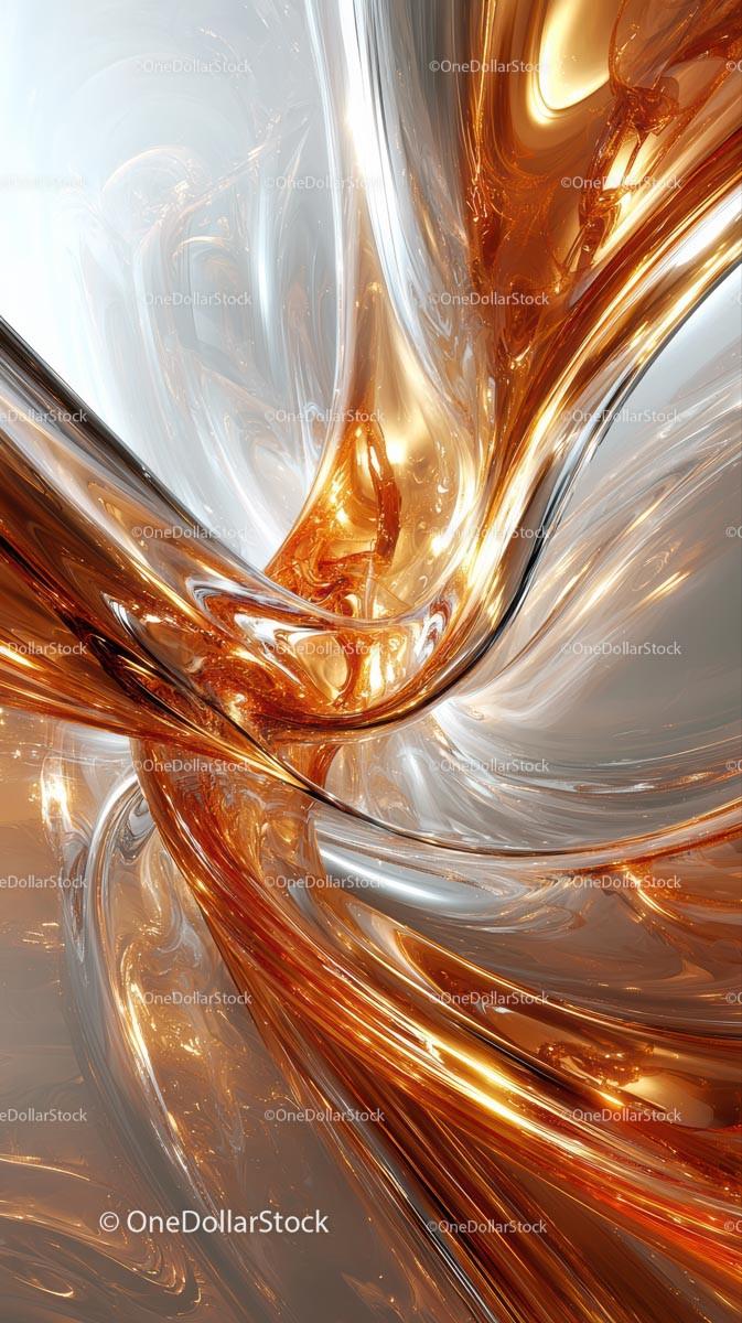 Elegant Metallic Flow Abstract with Copper and Silver Swirls