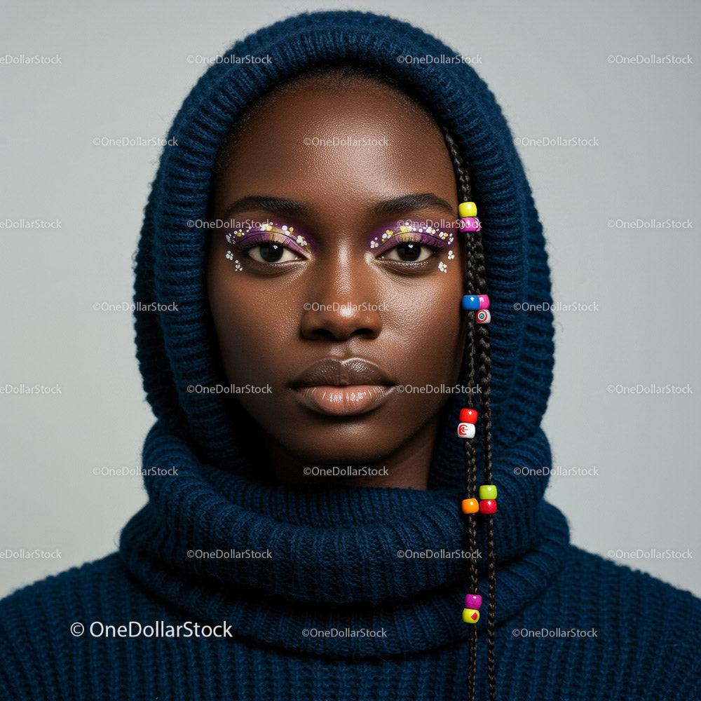 Portrait of a Beautiful Model with Artistic Makeup and Fashion Stock Photo Bundle preview 7