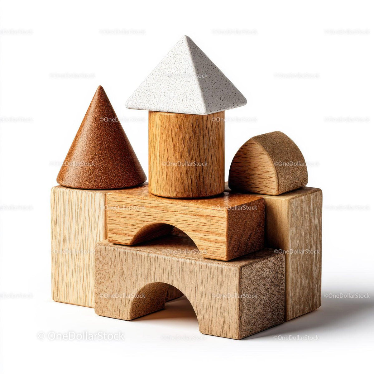 Arrangement of Wooden Geometric Shapes with Natural Textures preview 29