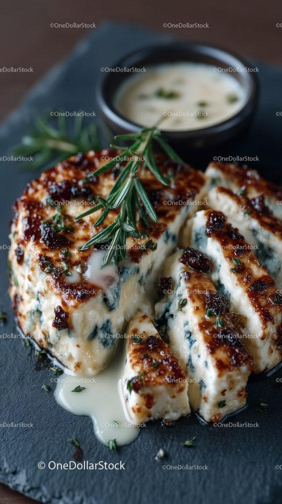 Artisan Blue Cheese Wheel on Dark Rustic Surface in Gourmet Food Setting Stock Photo Bundle preview 11