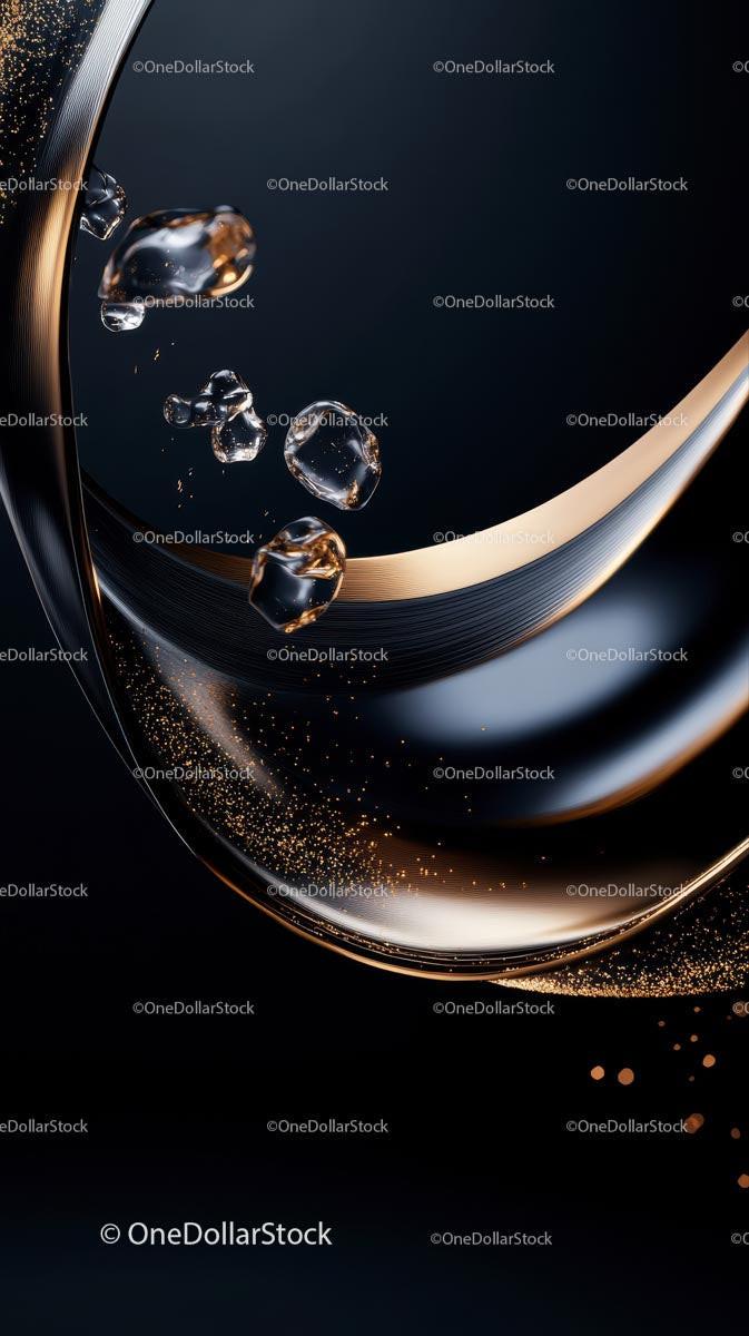 Luxury Water Splash with Metallic Accents in Dark Background