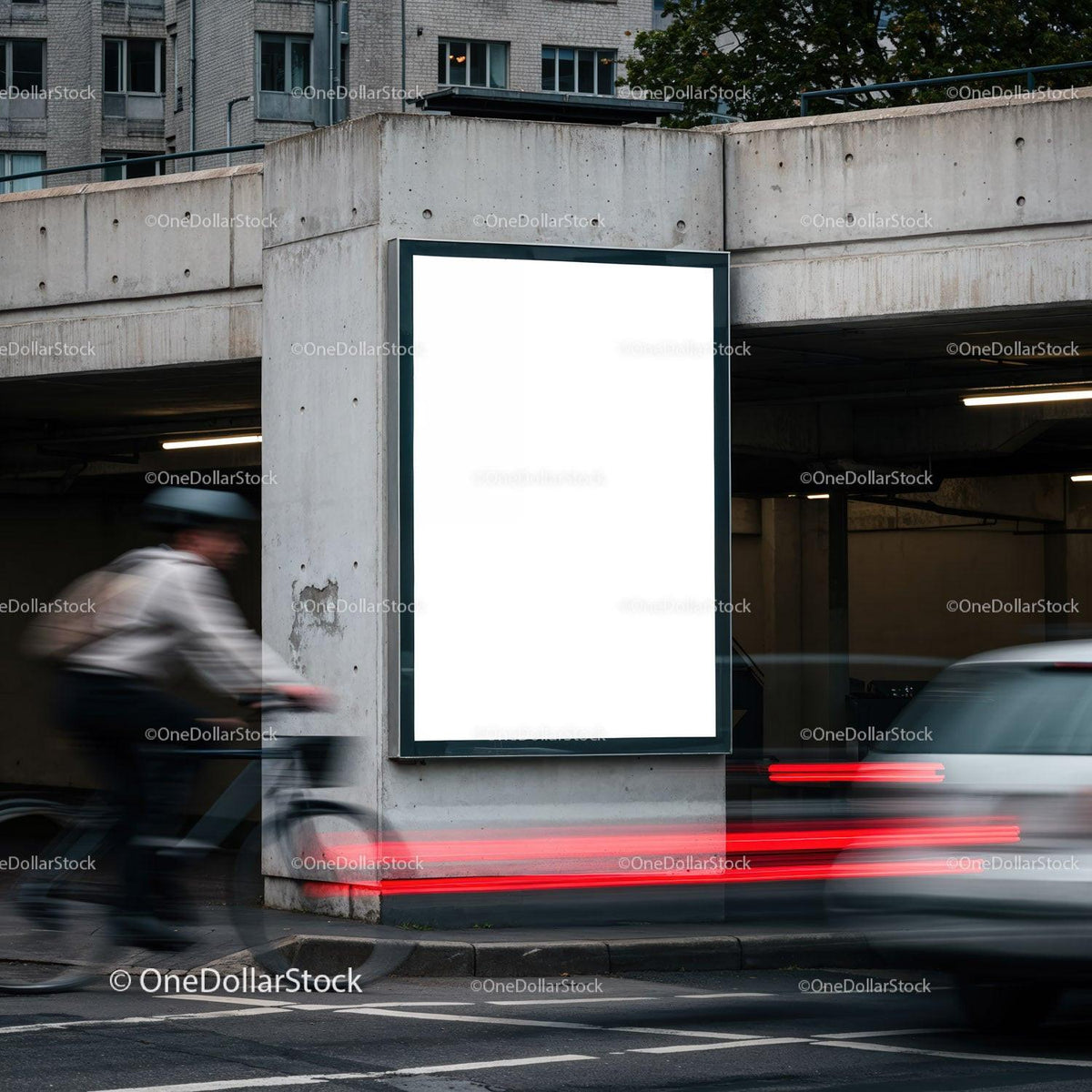 Urban blank billboard near busy street intersection JPG Mockup Image preview