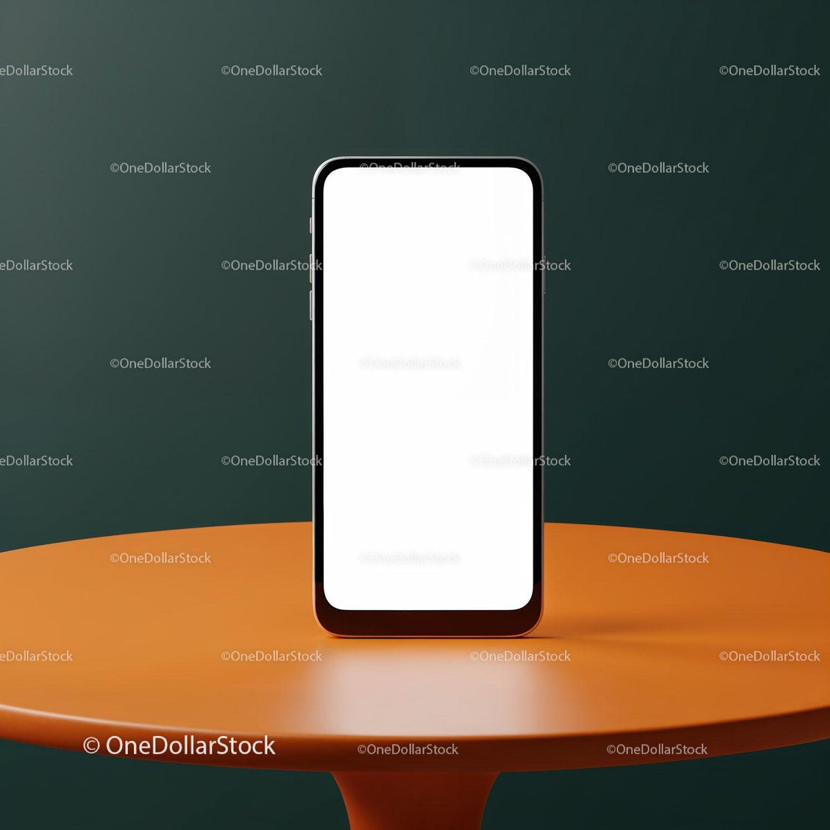 Modern smartphone with blank screen on orange table JPG Mockup Image preview