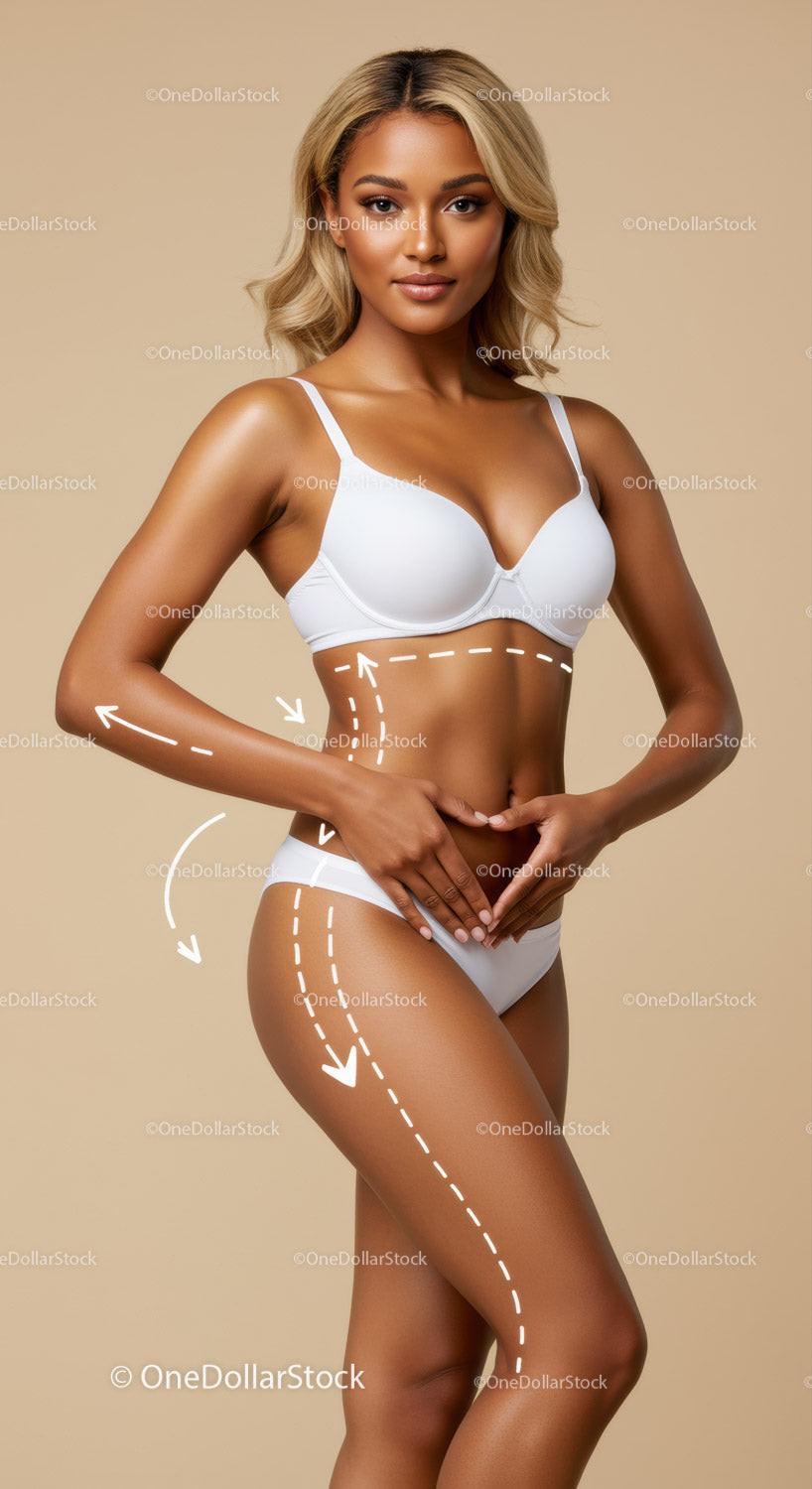 Elegant Woman in White Lingerie with Confident Pose