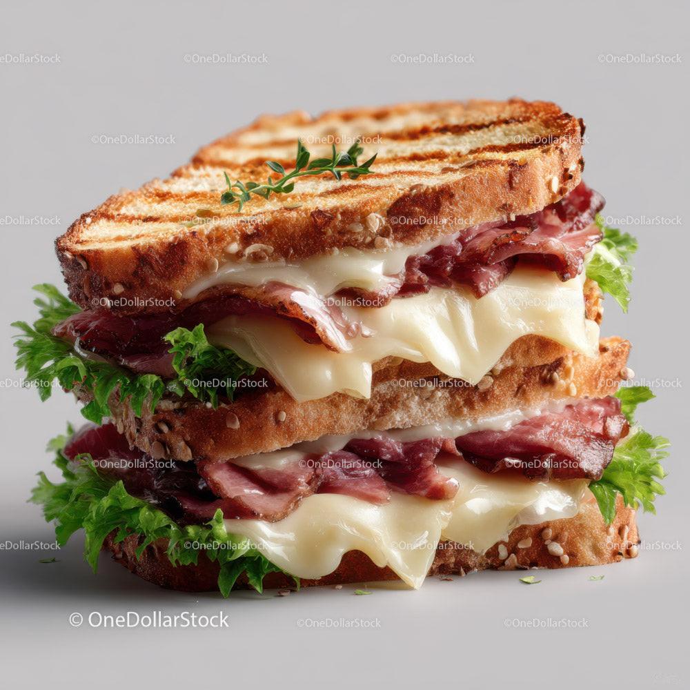 Gourmet Ham and Cheese Toastie with Bacon and Arugula Stock Photo Bundle preview 8