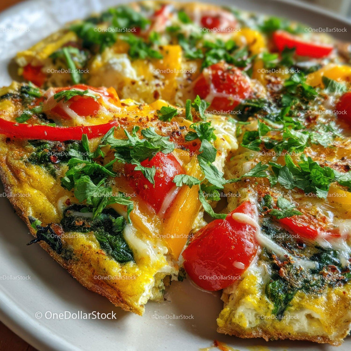 Colorful Vegetable Frittata with Bell Peppers and Herbs Stock Photo Bundle preview 11