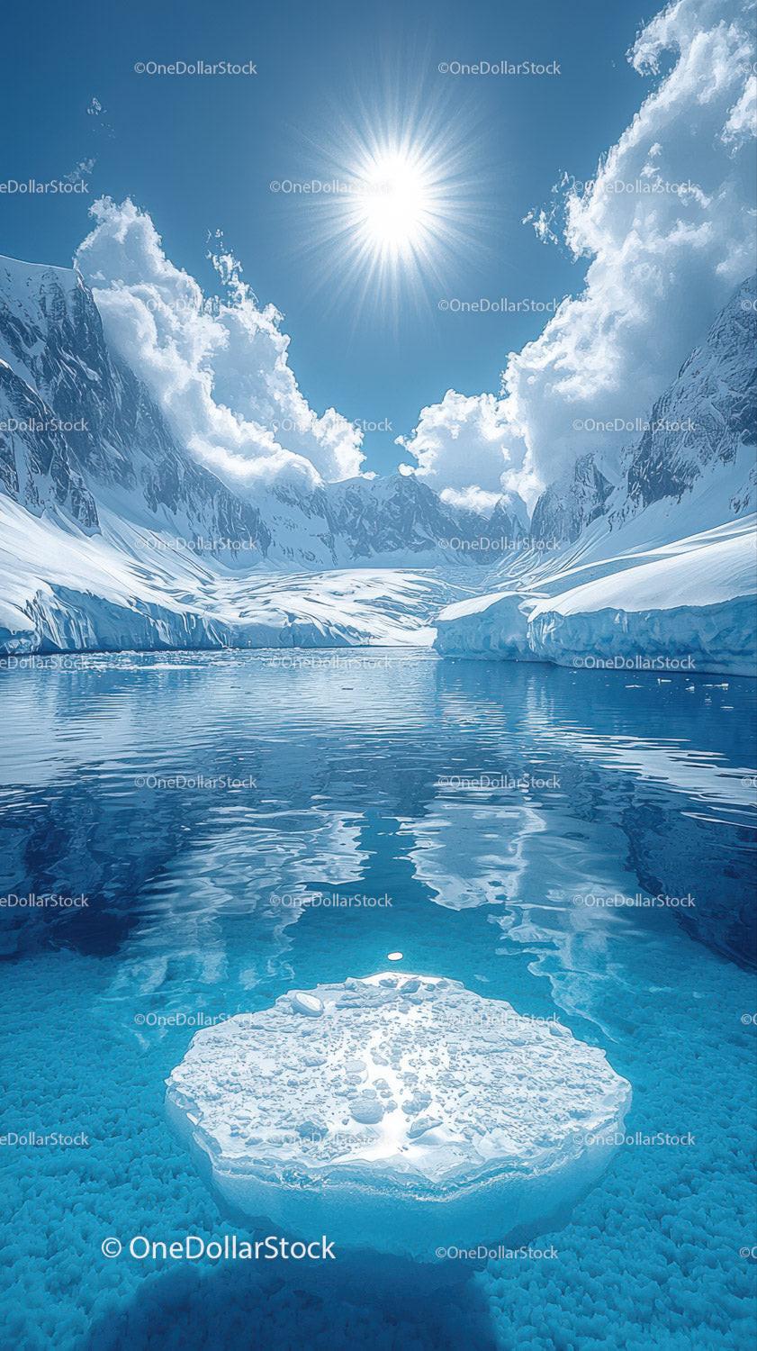Majestic Snowy Mountains and Glacial Fjord under Bright Sun Stock Photo Bundle preview 24