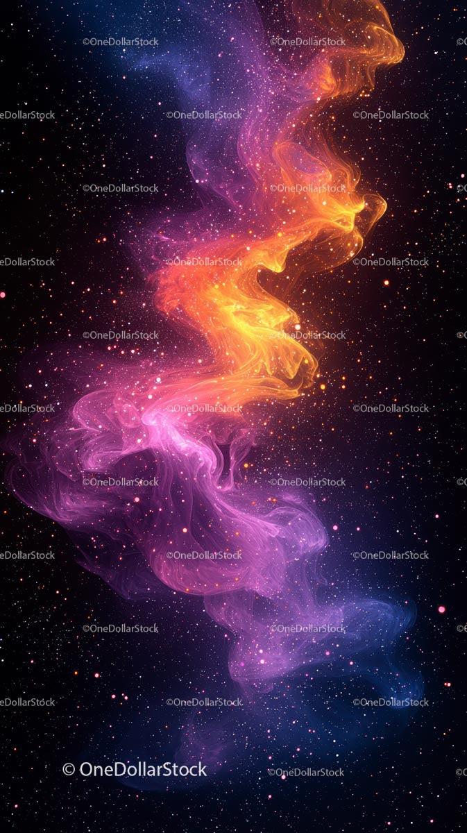 Colorful Nebula with Cosmic Dust Clouds in Deep Space