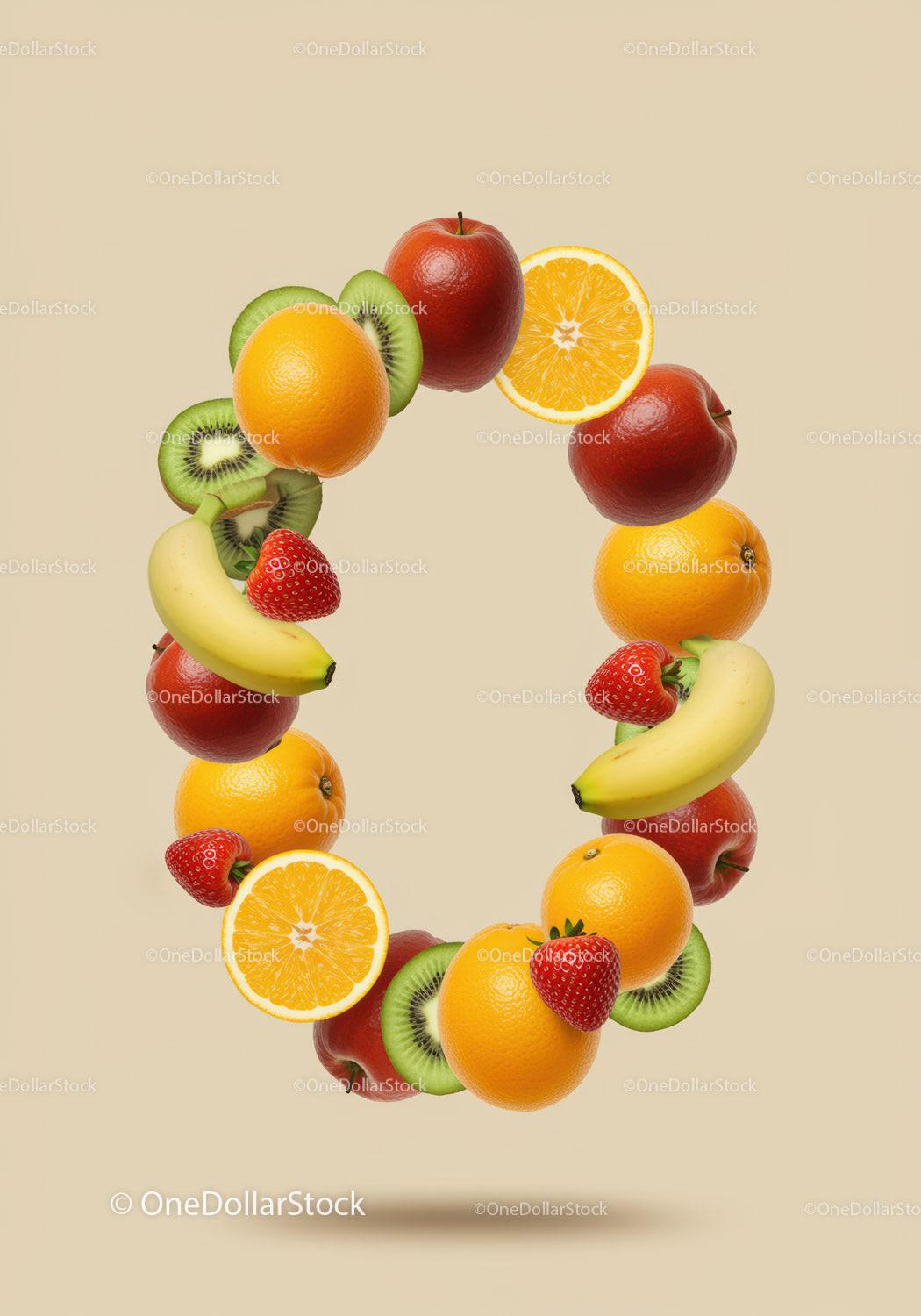 Vibrant Fruit Arrangement in Circular Floating Composition