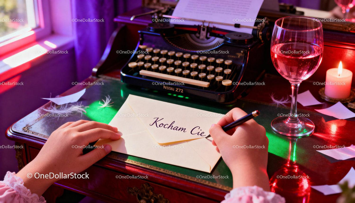 Writing a heartfelt love letter at vintage desk
