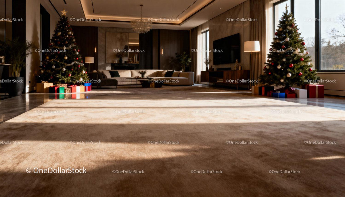 Spacious Living Room with Two Decorated Christmas Trees