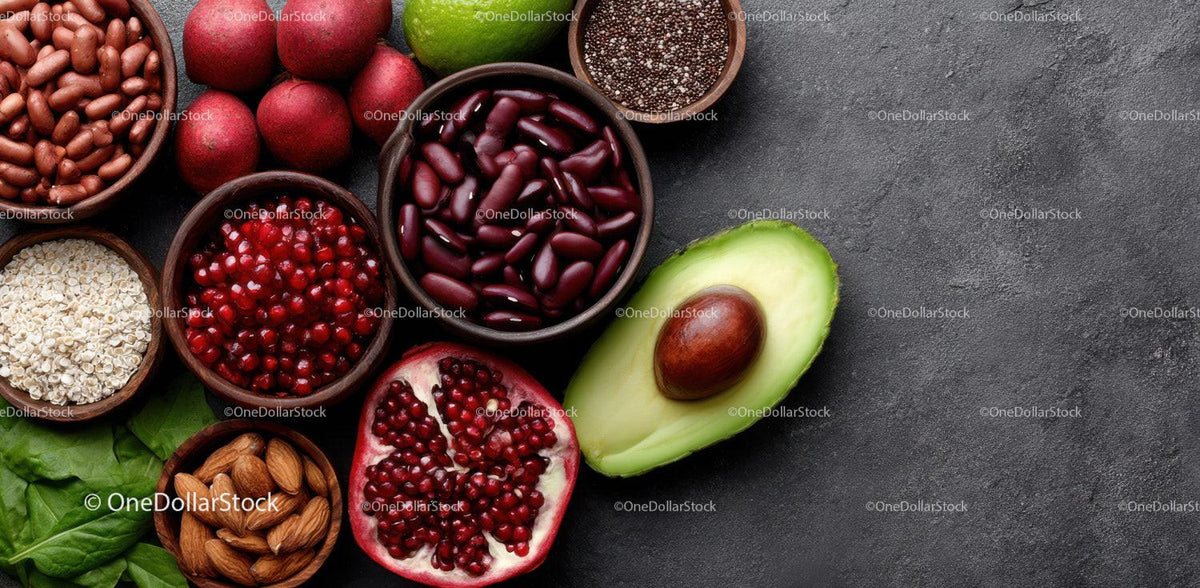 Colorful Assortment of Fresh Fruits, Vegetables and Superfoods