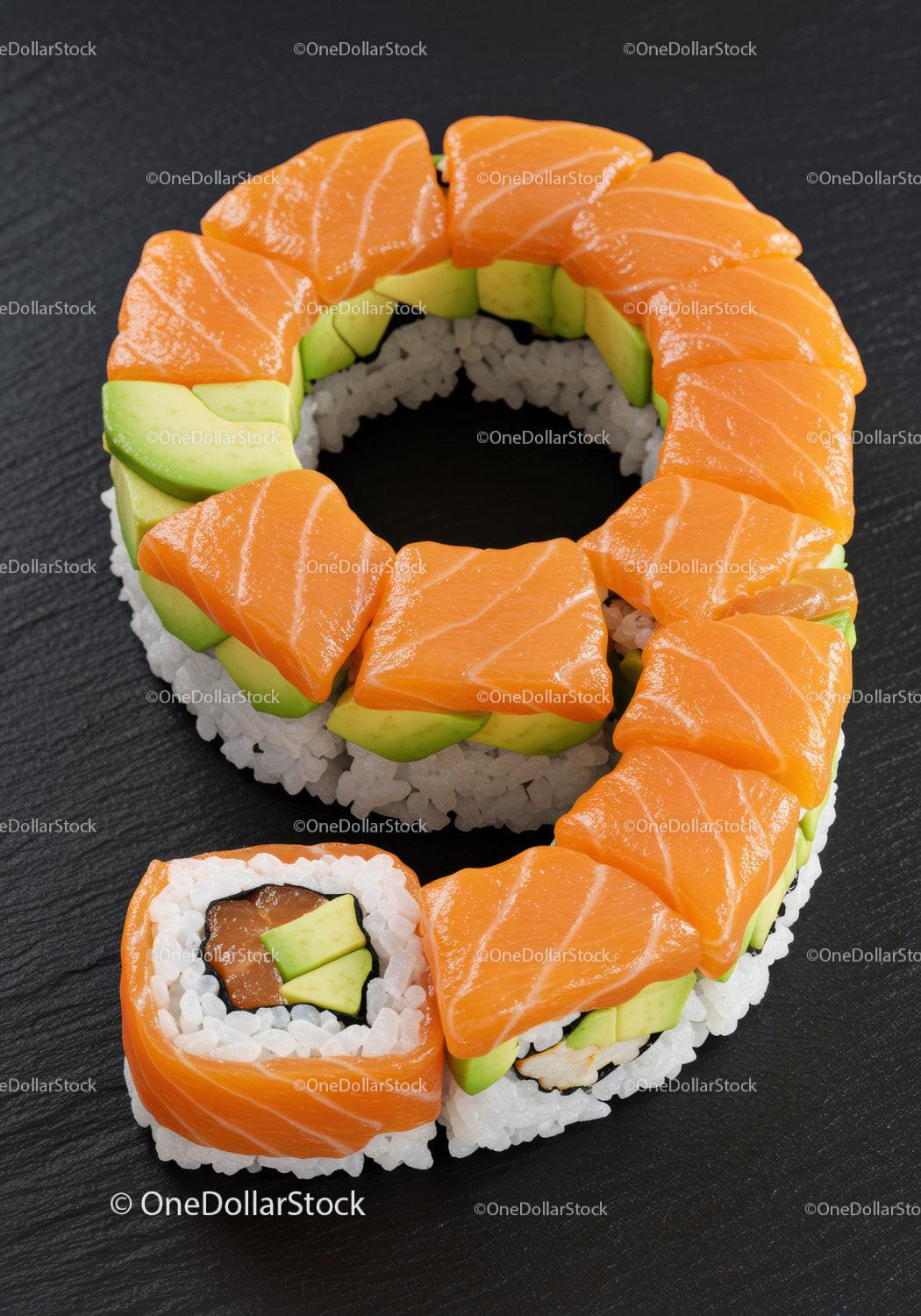 Sushi Roll Number Nine with Salmon and Avocado