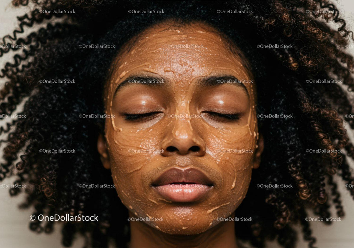 Close-up of African American Woman with Facial Mask Relaxing Spa Treatment