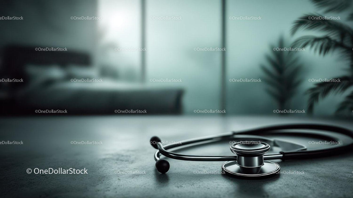 Medical Stethoscope on Clinic Table for Healthcare and Diagnosis