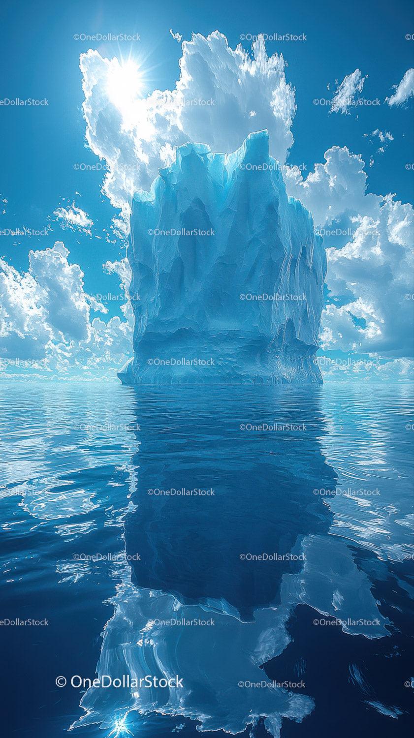 Majestic Blue Iceberg Reflecting in Calm Polar Waters Under Bright Sun Stock Photo Bundle preview 23