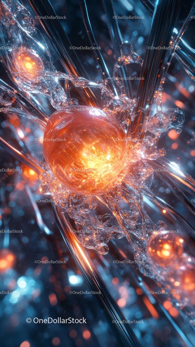 Abstract Neon Energy Burst with Glowing Particles