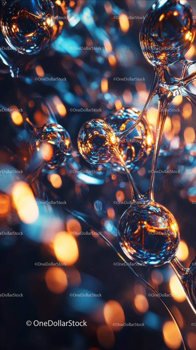 Abstract Molecular Structure with Glowing Particles in Futuristic Design