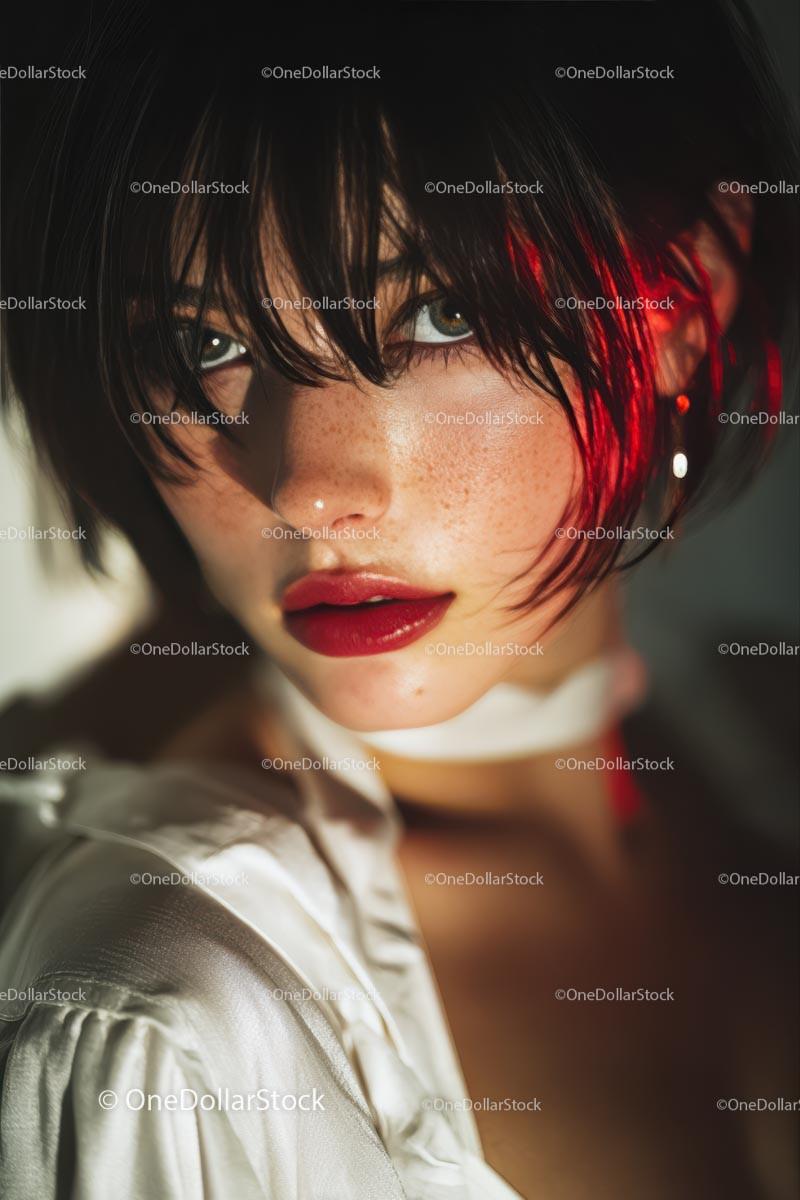 Dramatic Close-Up of a Beautiful Woman with Intense Expression Stock Photo Bundle preview 13