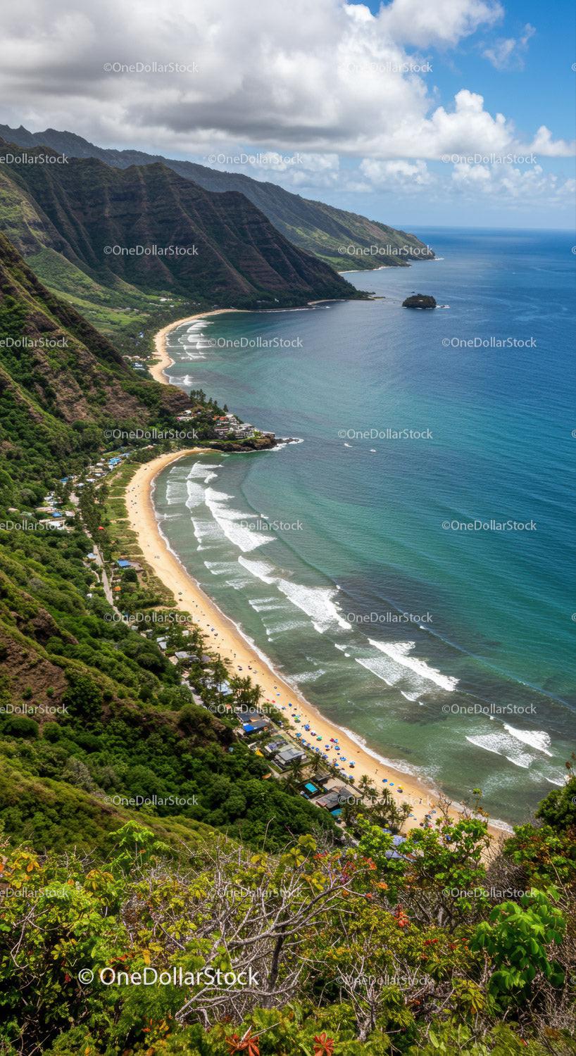 Scenic Coastal Landscape with Mountain Cliffs and Turquoise Ocean