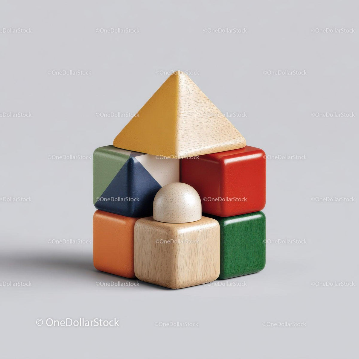 Set of Wooden Geometric Toys Including Rainbow and Shapes for Kids Stock Photo Bundle preview 14