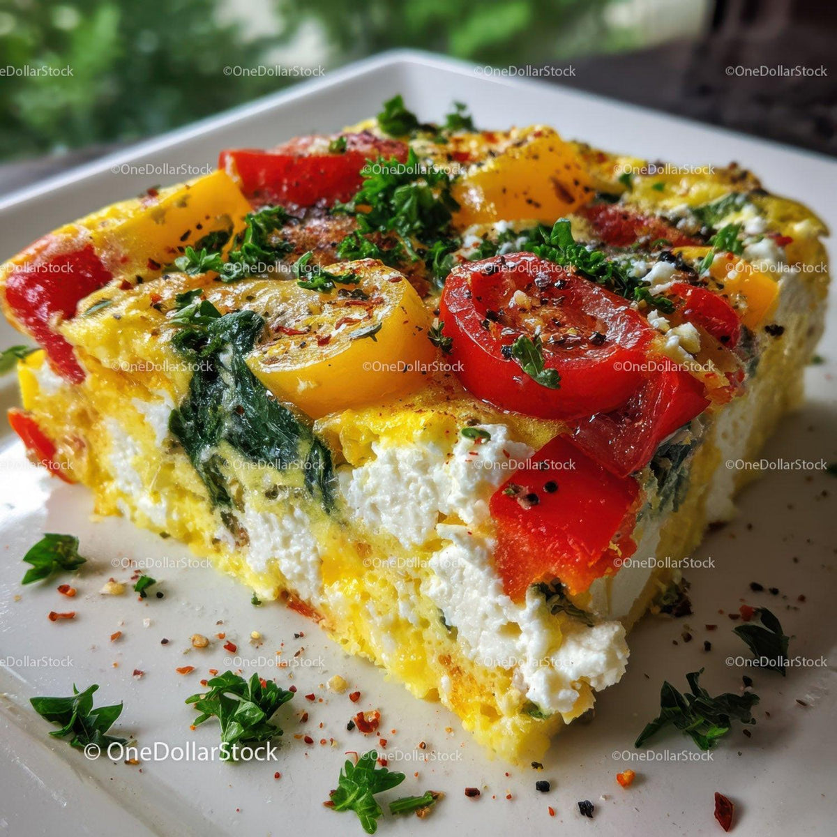 Colorful Vegetable Frittata with Bell Peppers and Herbs Stock Photo Bundle preview 15