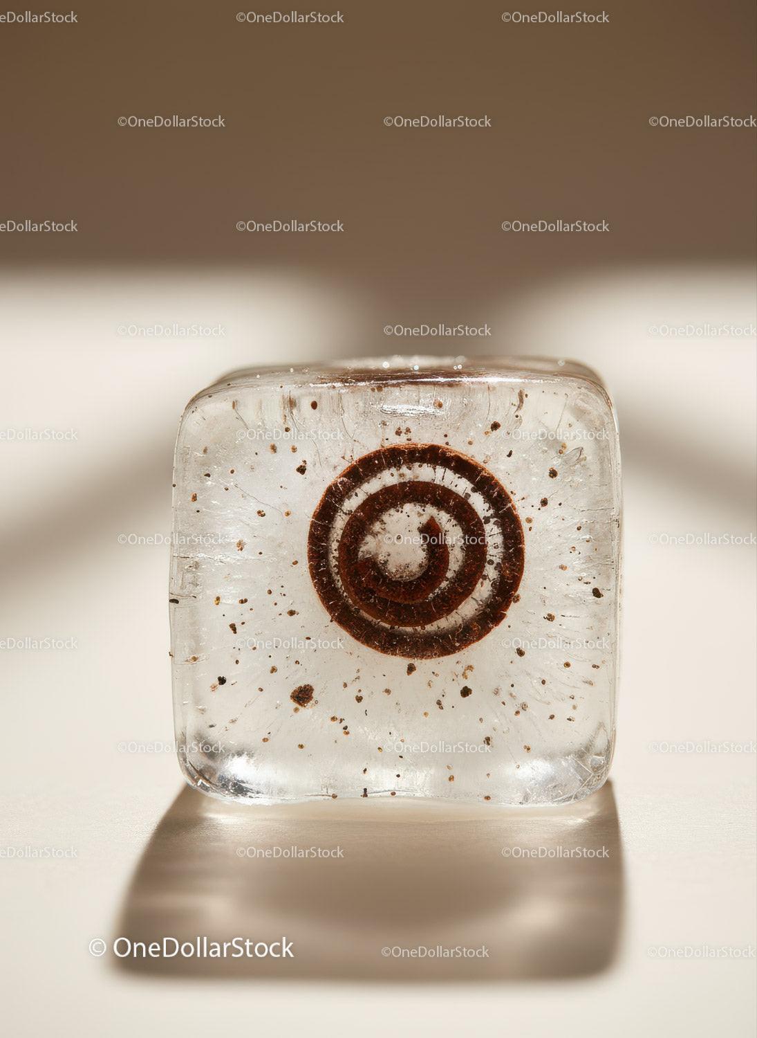 Close-Up of Clear Candy with Coffee Spiral Inside