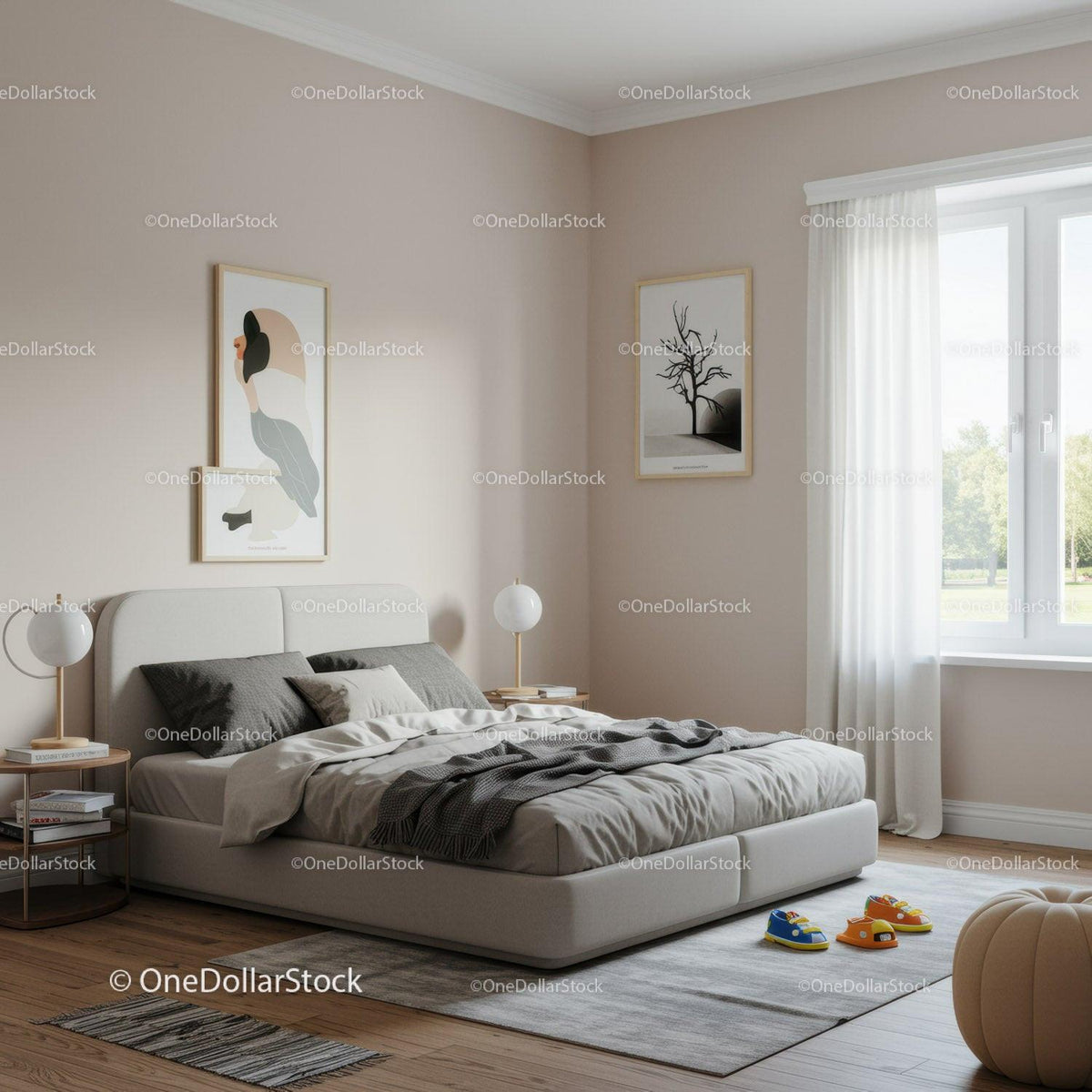 Modern Bedroom with Minimalist Decor and Natural Light