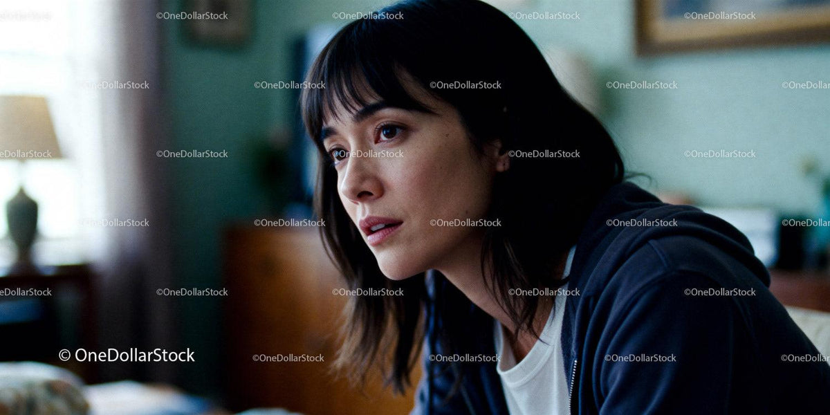 Thoughtful young woman in cozy indoor setting