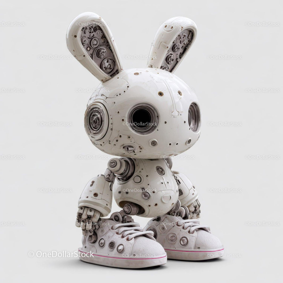 Futuristic Toy Robot with Large Eyes and Bunny Ears for Kids Stock Photo Bundle preview 32