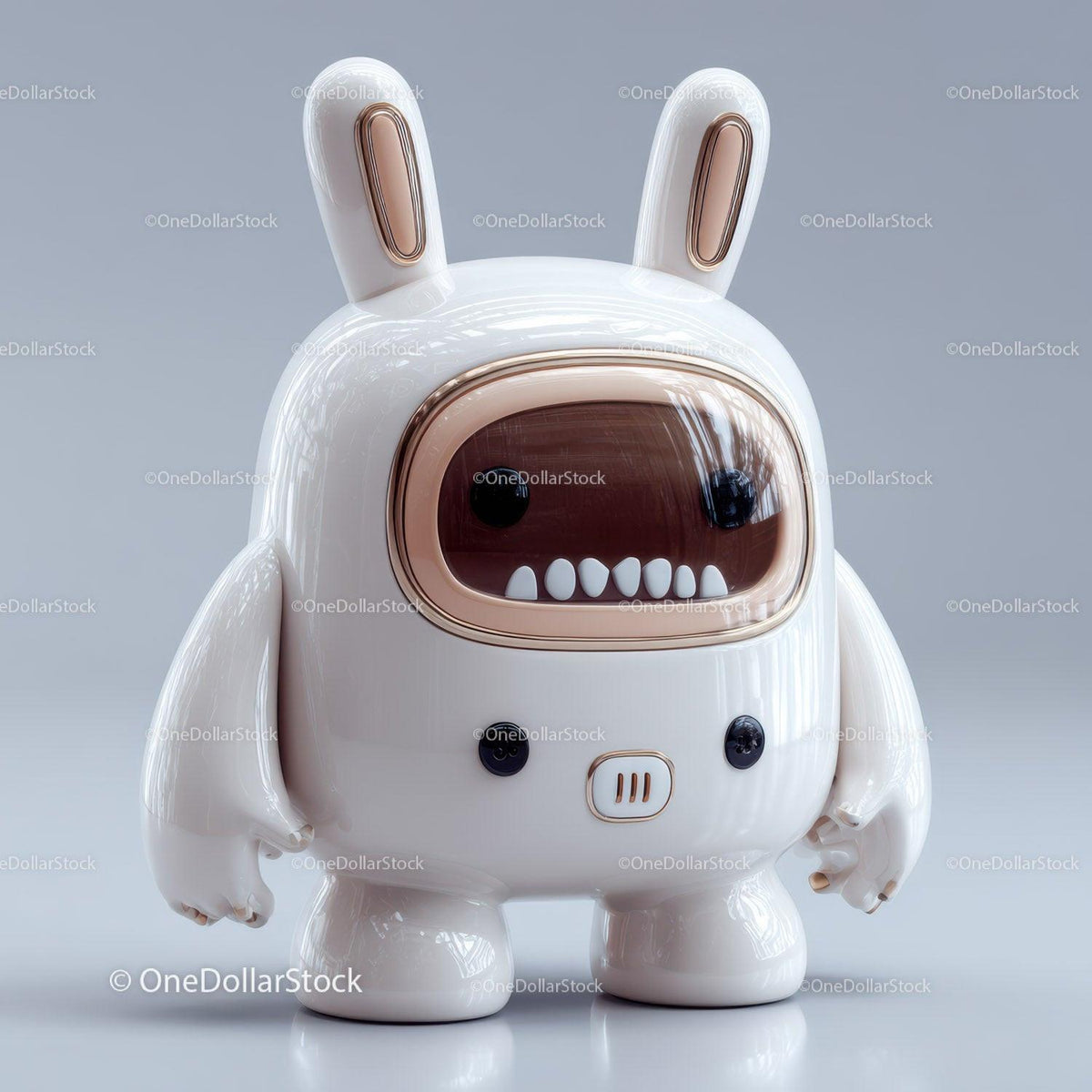 Futuristic Toy Robot with Large Eyes and Bunny Ears for Kids Stock Photo Bundle preview 18