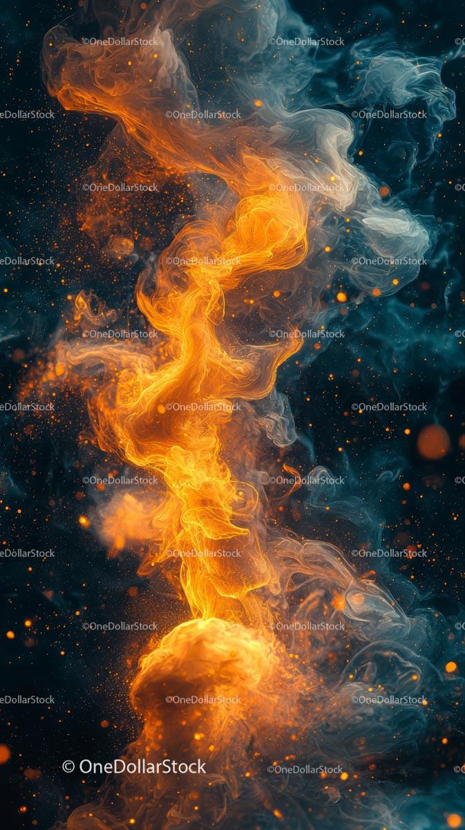 Abstract Fiery Smoke and Blue Plasma Explosion for Digital Art