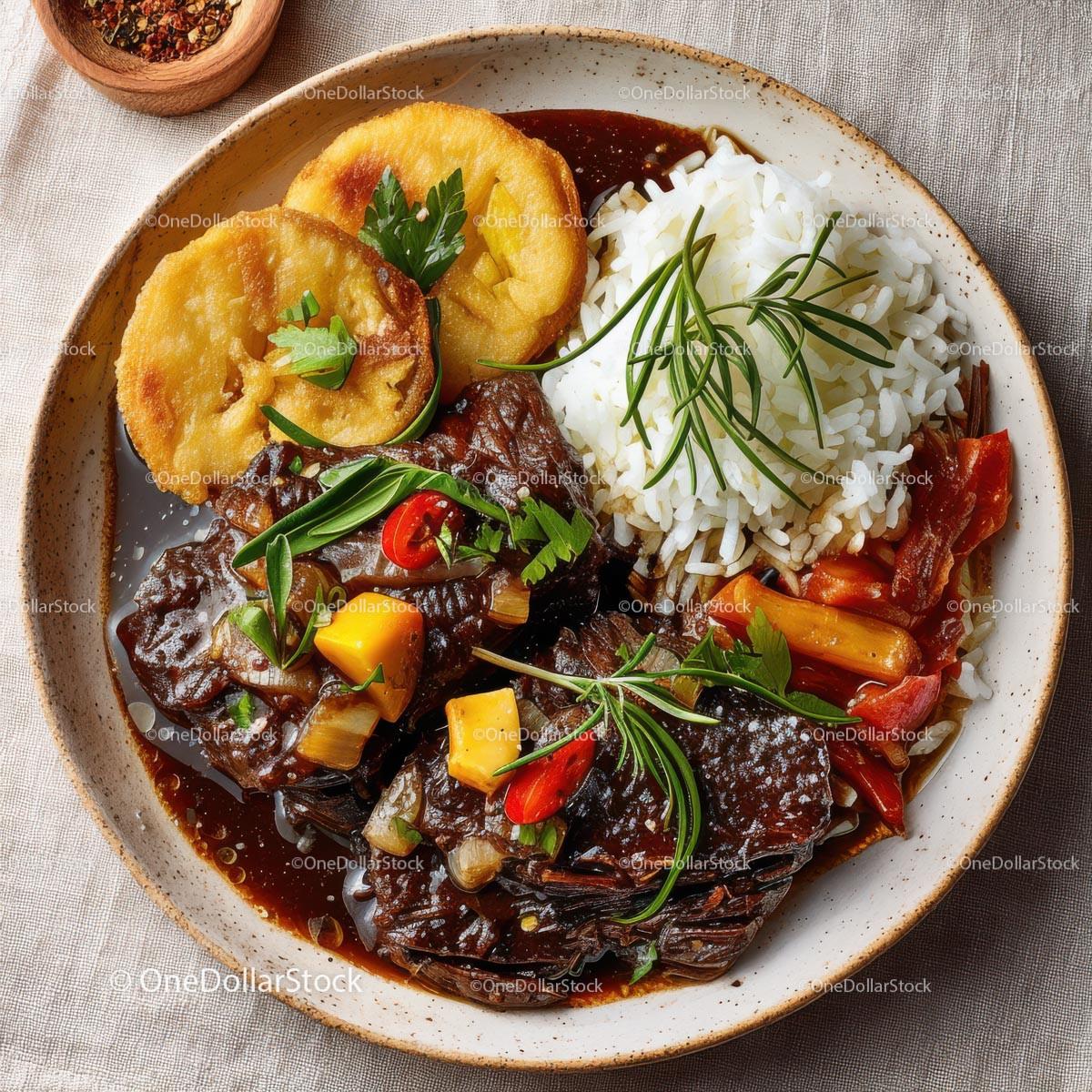 Delicious Beef Stew with Rice and Fresh Vegetables Stock Photo Bundle creative preview 4