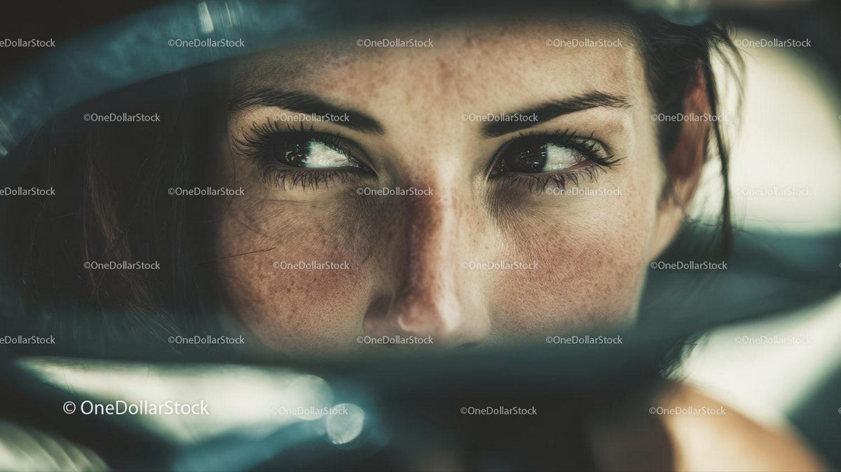 Captivating Close-Up of Woman with Blue Eyes and Freckles Outdoor