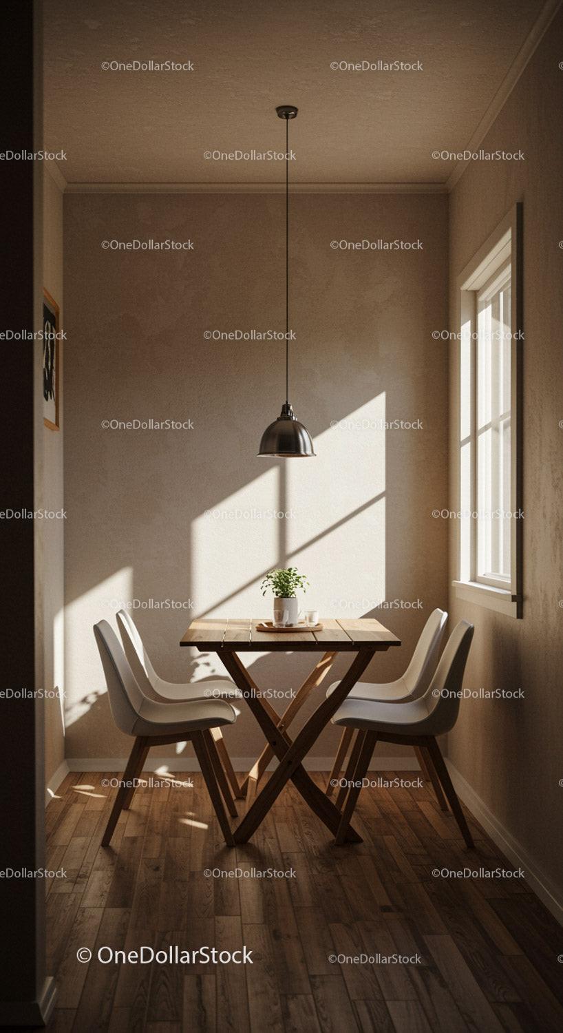 Cozy dining nook with sunlight and minimalist decor