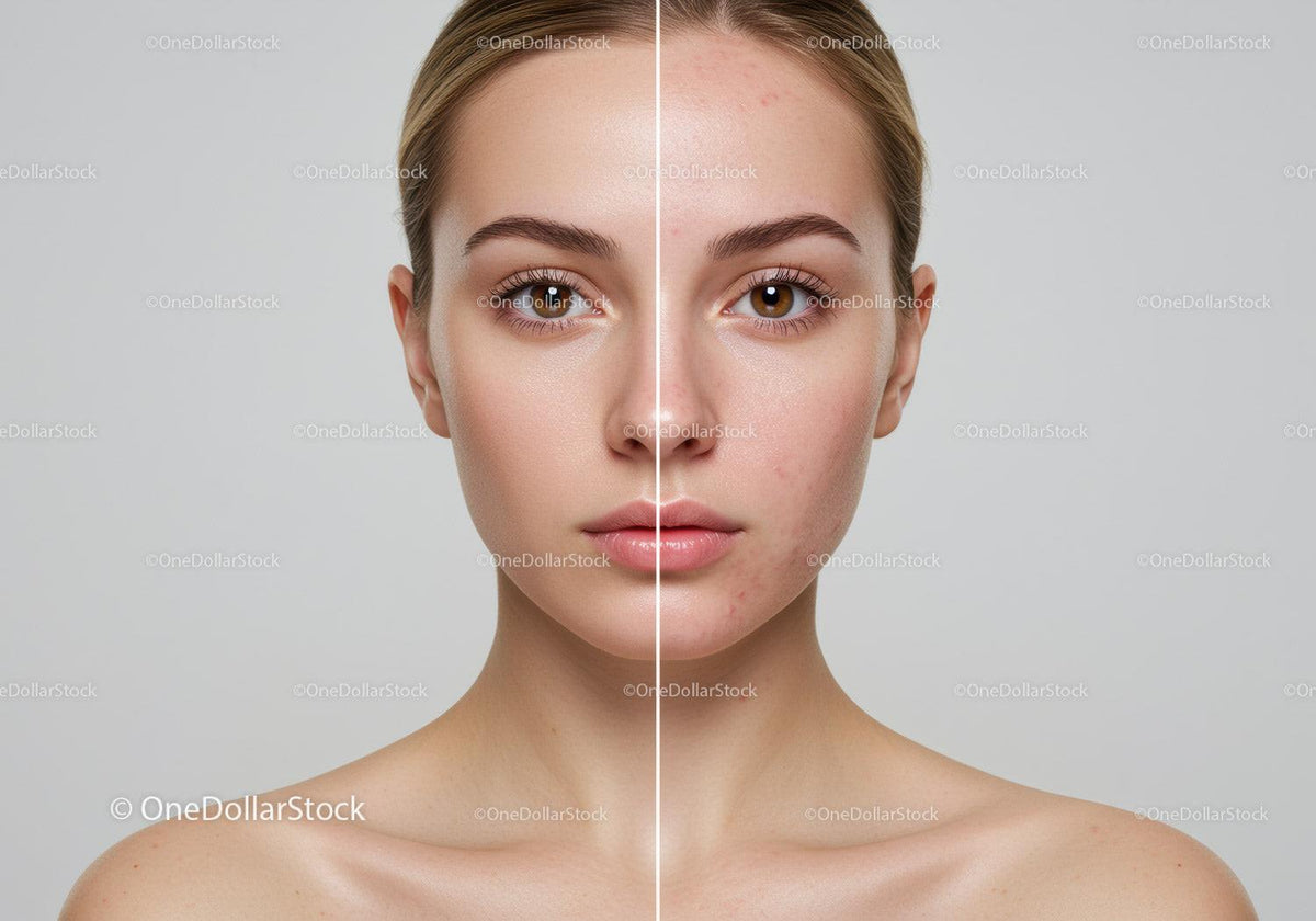 Close-up of a Young Woman's Face Showing Skin Improvement and Acne Healing