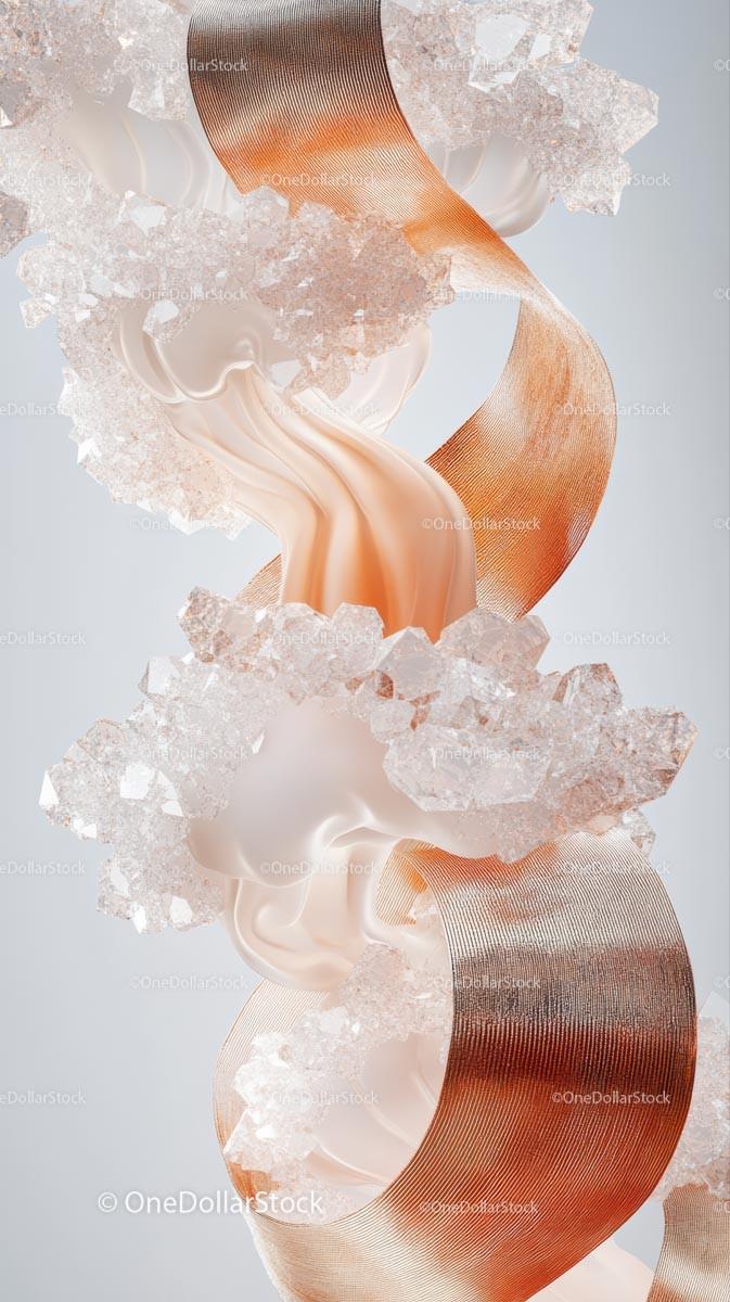 Elegant Abstract Copper Ribbon with Ice Crystals in Modern Style