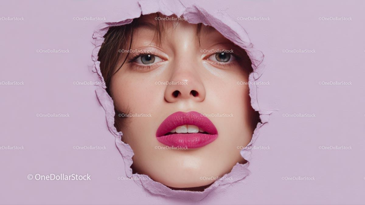 Captivating Female Portrait with Vibrant Pink Lipstick Stock Photo Bundle preview 26