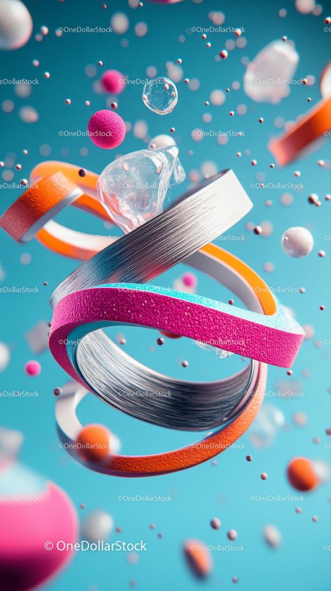 Abstract 3D Floating Spheres and Shapes with Bright Background