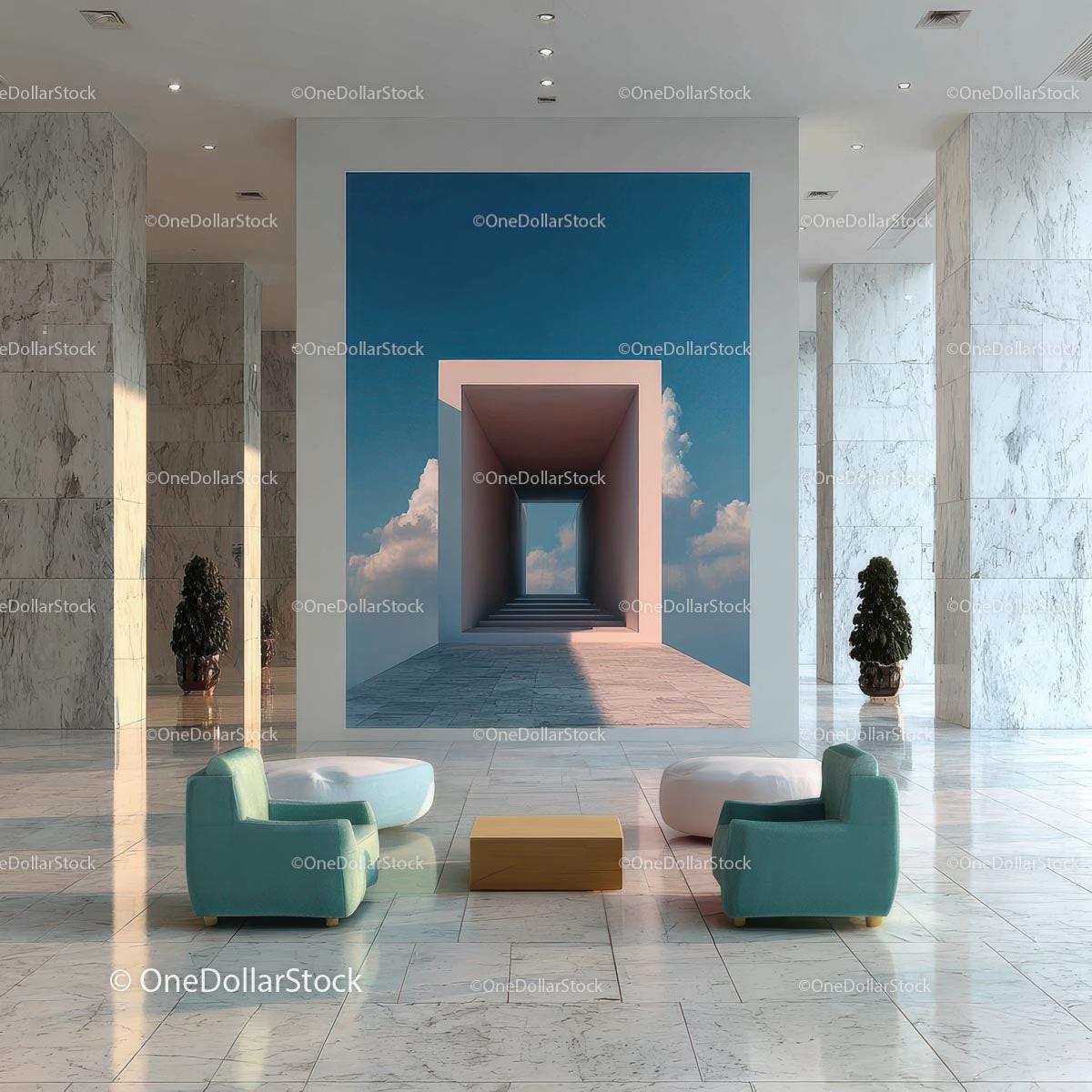 Stylish Modern Interior with Artistic Wall and Elegant Furnishings Stock Photo Bundle preview 22