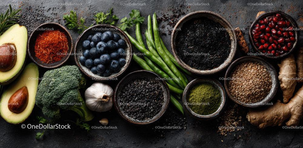 Fresh Organic Superfoods and Culinary Ingredients for Healthy Eating Stock Photo Bundle preview 7