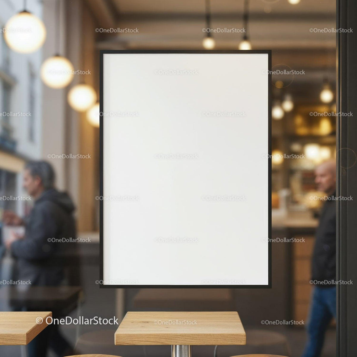 Blank vertical poster in modern coffee shop interior JPG Mockup Image preview